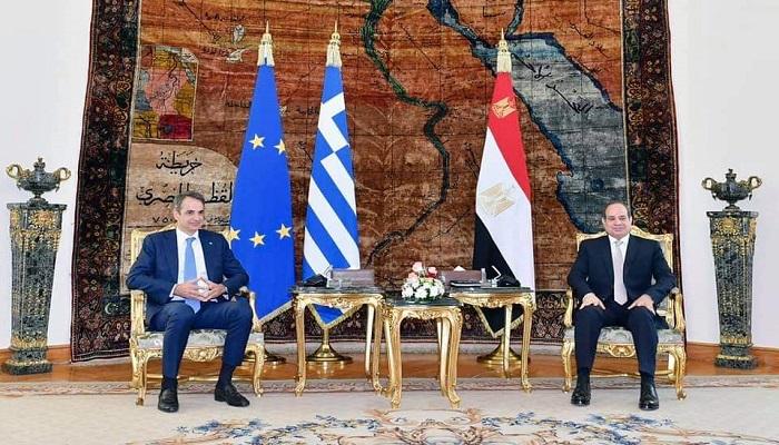  الرئيس المصري ورئيس وزراء اليونان خلال لقاء اليوم