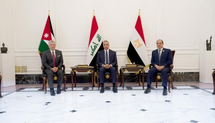 الرئيس المصري والعاهل الأردني ورئيس الوزراء العراقي