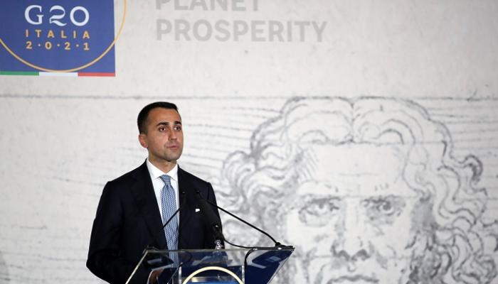 وزير الخارجية الإيطالي، خلال مؤتمر صحفي لمجموعة العشرين- رويترز