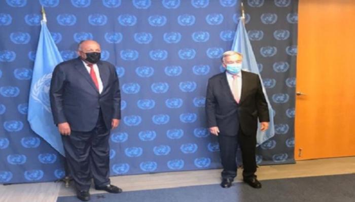 جانب من لقاء سامح شكري وأنطونيو غوتيريش