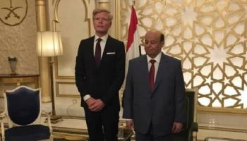 المبعوث الأممي الجديد خلال لقاء سابق مع الرئيس اليمني