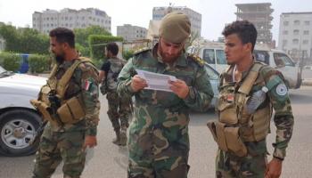 جنود الحزام الأمني في حملة أمنية بعدن