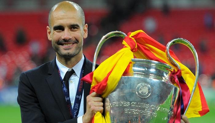 بيب جوارديولا مع لقب دوري أبطال أوروبا