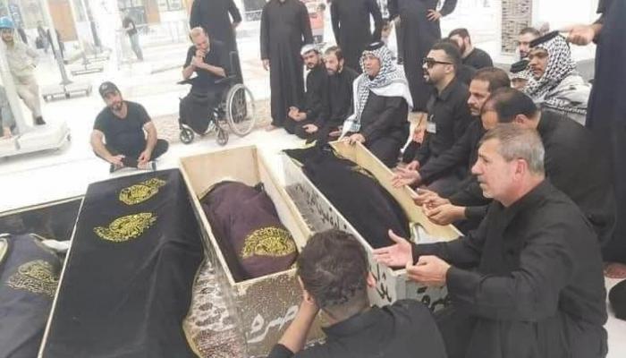 جثمان الأشقاء الـ4 خلال تشييع الجنازة