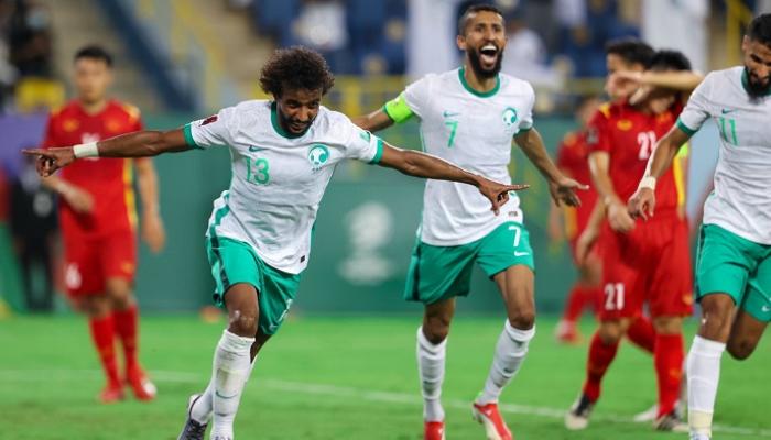 من مباراة المنتخب السعودي في تصفيات كأس العالم 2022
