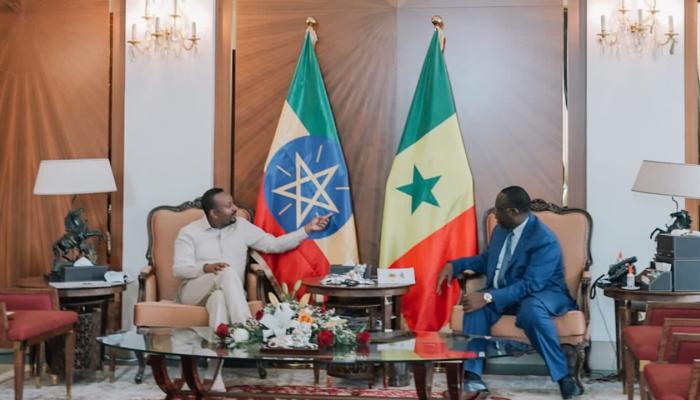 جانب من لقاء رئيس الوزراء الإثيوبي ورئيس السنغال
