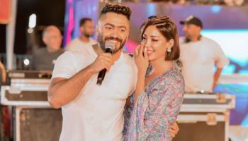 تامر حسني وزوجته بسمة بوسيل