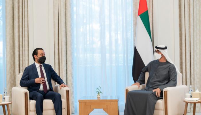 جانب من لقاء الشيخ محمد بن زايد آل نهيان والحلبوسي