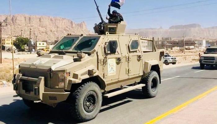 قوات تابعة لألوية العمالقة بعد تحرير بيحان اليمنية