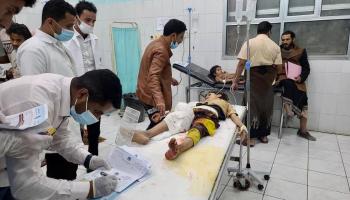 أطفال الضحايا الذين سقطوا في هجوم الحوثي الصاروخي المروع على مأرب