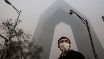 ویدئو | نمایی از آلودگی هوا بر فراز آسمان  پارک المپیک پکن 
