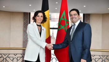 وزير الخارجية المغربي ناصر بوريطة ونظيرته البلجيكية حاجة لحبيب (مواقع التواصل)
