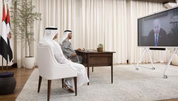 جانب من الاتصال المرئي بين الشيخ محمد بن زايد والرئيس الأمريكي جو بايدن