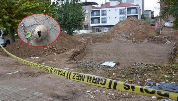 İnşaat kazısında insan kafatası ve kemikleri bulundu