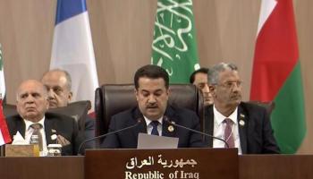 السوداني خلال مشاركته في مؤتمر بغداد 2