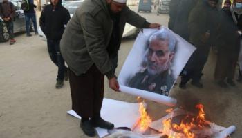 إحراق صور سليماني في غزة