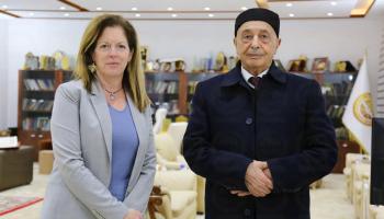 جانب من لقاء سابق بين رئيس البرلمان عقيلة صالح والمبعوثة الأممية ويليامز