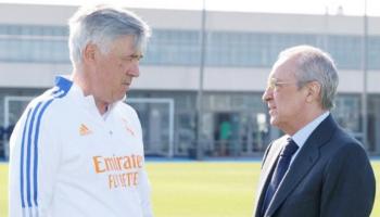 بيريز رئيس ريال مدريد وأنشيلوتي