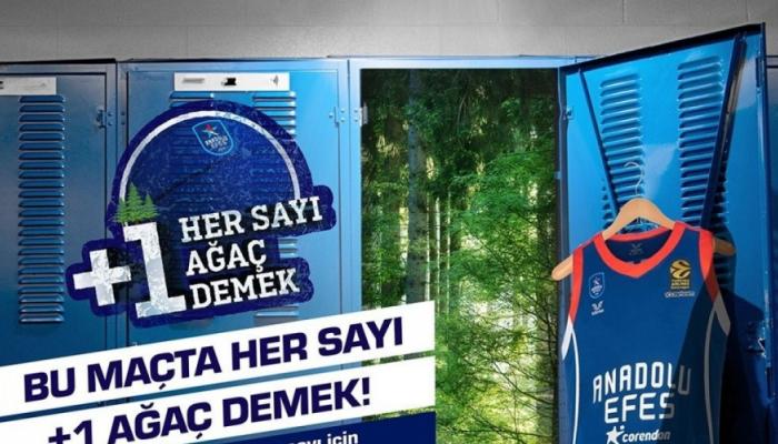 Anadolu Efes iş birliğinde yapılan 'Her Sayı +1 Ağaç Demek' projesi, play-off'ta da devam edecek