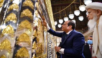 سلطان طائفة البهرة مع الرئيس المصري بمسجد الحسين