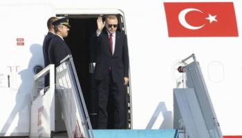 رجب طيب أردوغان قبل إقلاع الطائرة 