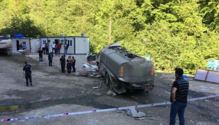 Cengiz İnşaat'ın Eskencidere'deki taş ocağında tanker kazası