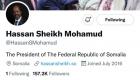 عقب تنصيبه.. حساب رئيس الصومال في "تويتر" بلا علامة زرقاء