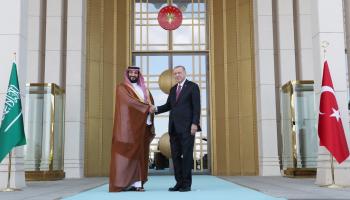  الرئيس التركي خلال استقبال ولي العهد السعودي 