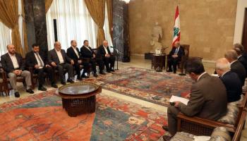 هنية خلال لقائه الرئيس اللبناني ميشال عون