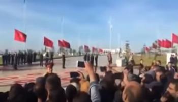 جانب من الاحتجاجات المزعومة والتي أشار إليها المقطع المتداول