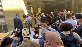 وزير الخارجية الروسي سيرجي لافروف خلال مؤتمر ببالي