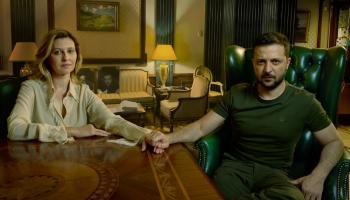 زيلينسكي وزوجته خلال جلسة التصوير