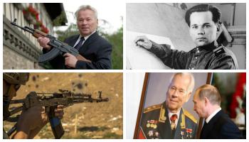 بندقية كلاشنكوف مع مصممها الروسي الراحل