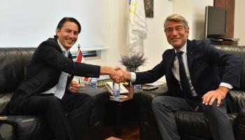 وزير الطاقة اللبناني وليد فياض والوسيط الأمريكي آموس هوكشتاين