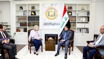 جانب من استقبال الأعرجي السفيرة الأميركية في بغداد رومانوسكي