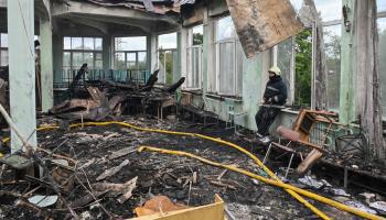 آثار قصف سجن أولينيفكا شرقي أوكرانيا - أرشيفية