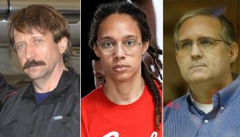 سجناء قد تشملهم الصفقة (من اليمين) بول ويلان وبريتني جرينر وفيكتور بوت