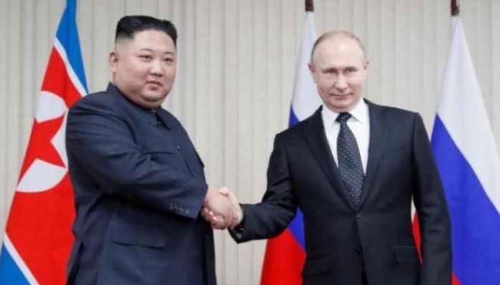 الرئيس الروسي فلاديمير بوتين ونظيره الكوري الشمالي كيم جونج أون