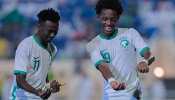 احتفال لاعبي المنتخب السعودي 