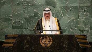 رئيس الوزراء الكويتي الشيخ أحمد النواف الأحمد الصباح خلال كلمته بالأمم المتحدة