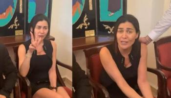 الفنانة اللبنانية نادين الراسي في عزاء شقيقها