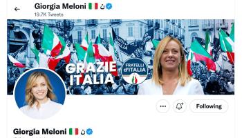 حساب رئيسة الوزراء الإيطالية المنتظرة على تويتر
