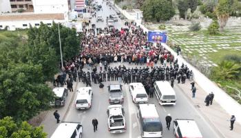 جانب من الاحتجاجات الإخوانية في العاصمة التونسية - الداخلية التونسية