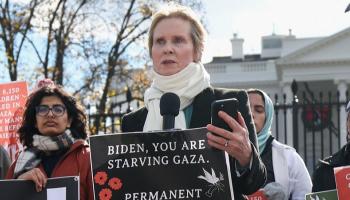 حرب غزة تدفع ممثلة للإضراب عن الطعام أمام البيت الأبيض (فيديو)