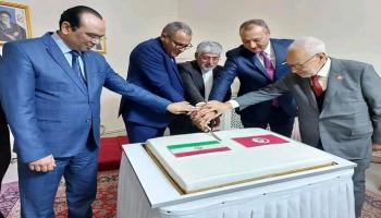 الوزيران التونسيان رفقة راشد الغنوشي والسفير الإيراني