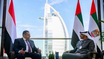 الشيخ محمد بن زايد آل نهيان خلال لقاء الدكتور معين عبدالملك