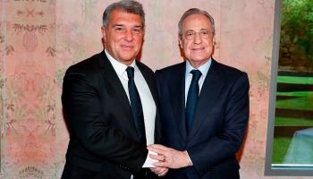 فلورنتينو بيريز رئيس ريال مدريد وخوان لابورتا رئيس برشلونة