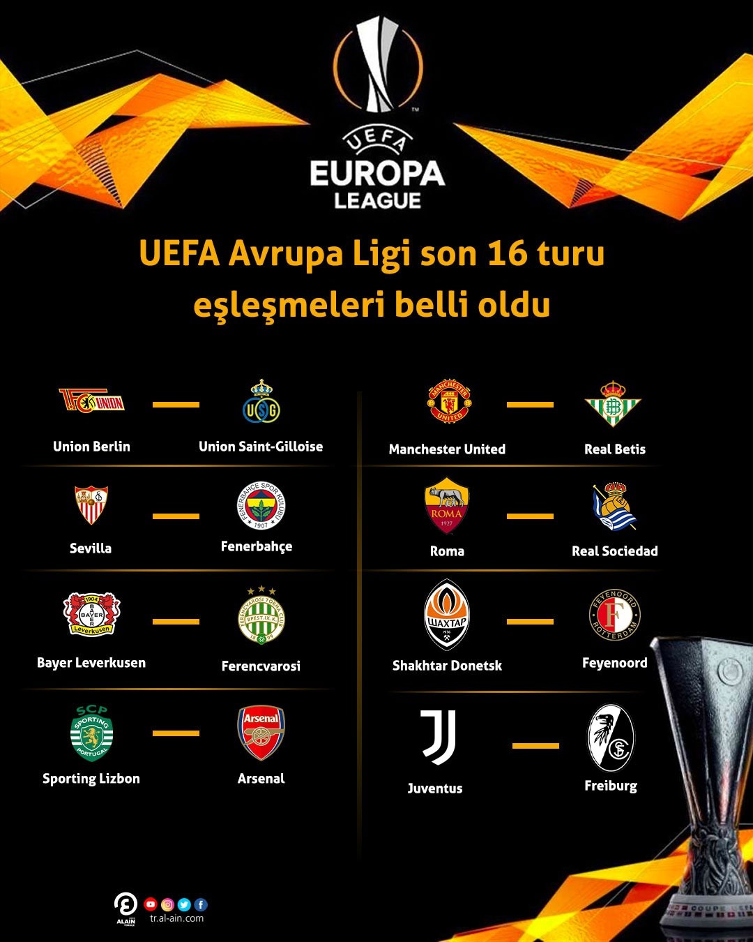 UEFA Avrupa Ligi'nde son 16'ya kalan ...