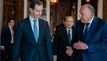 بشار الأسد في استقبال وزير الخارجية المصري سامح شكري