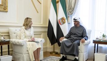 الشيخ محمد بن زايد آل نهيان يستقبل أولينا زيلينسكا حرم الرئيس الأوكراني فولودومير زيلينسكي